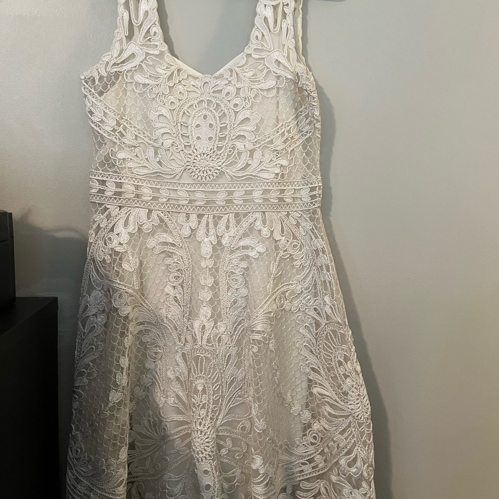 Yoana Baraschi Ivory Lace Mini Dress
